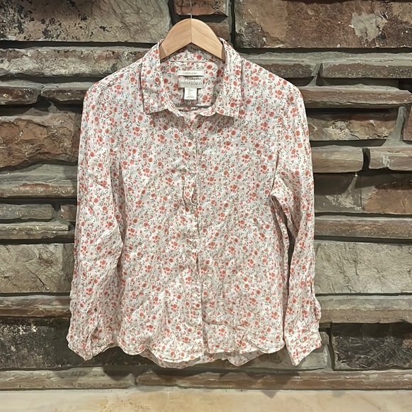 Cynthia Rowley Tops - Cynthia Rowley 100% Linen Microfloral Long Sleeve Button Down